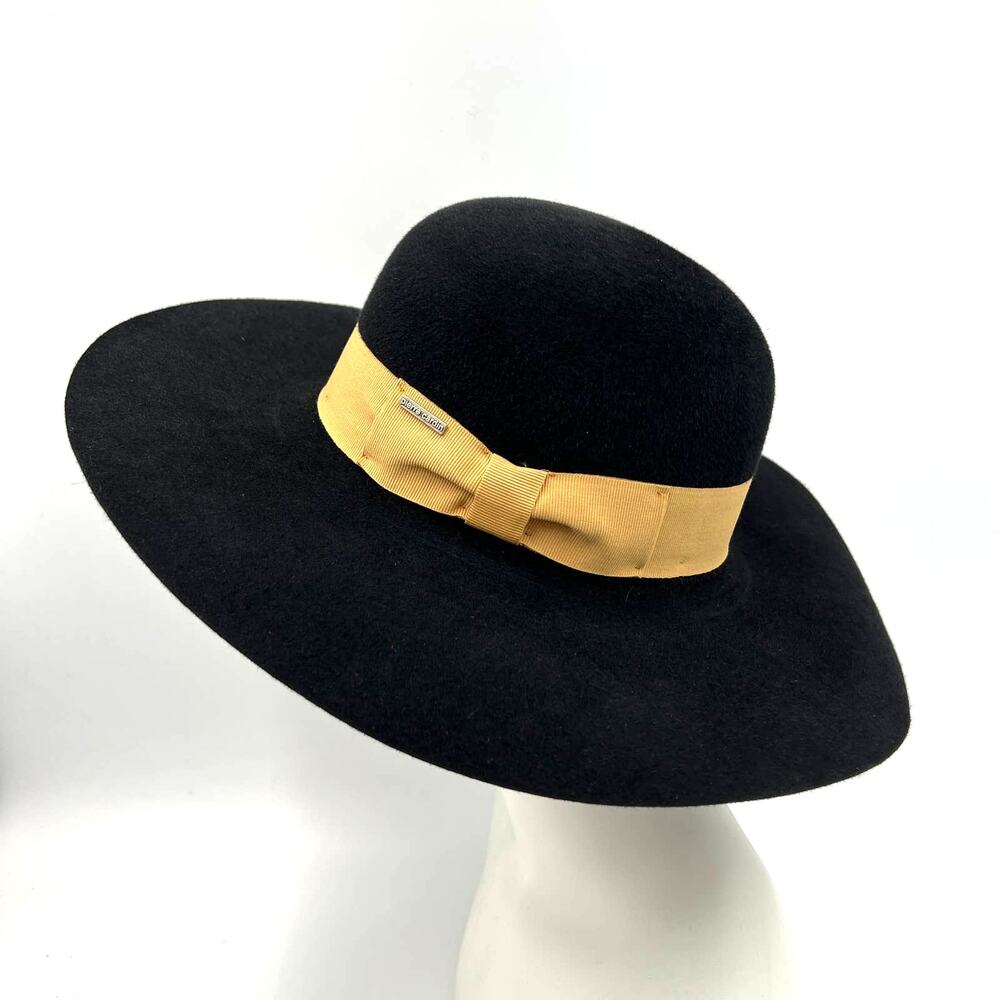 Pierre Cardin Wool Felt Brim Hat Boho Black Winter Fall